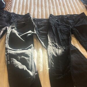 3 pairs black mens jeans Hudson Hollister Banana Republic 31W 32L